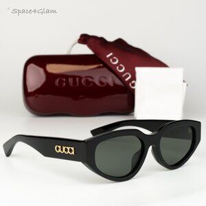 Gucci Women Sunglasses Black Grey Oval GG1845SA 001 NEW AUTHENTIC